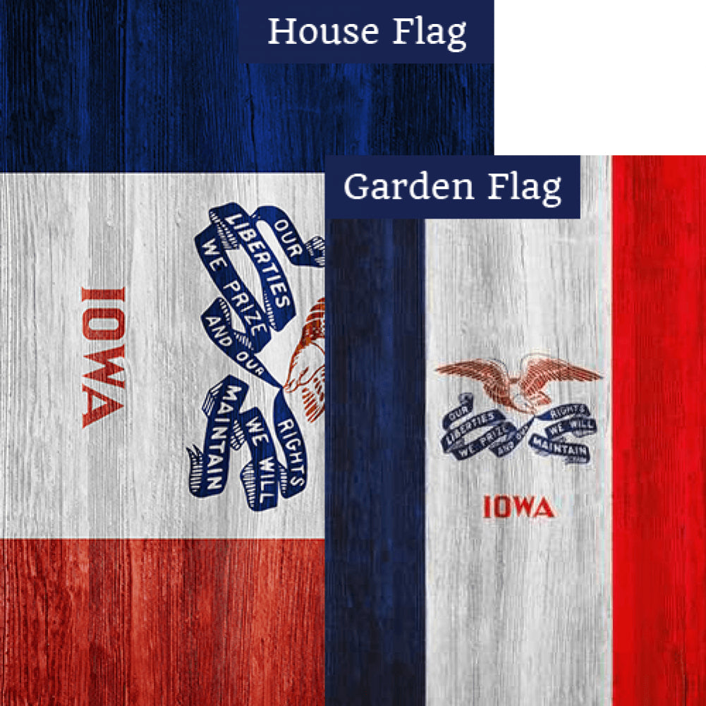 Iowa State Wood-Style Double Sided Flags Set (2 Pieces)