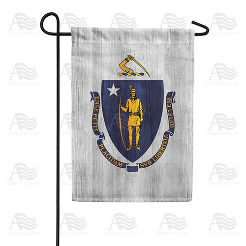 Massachusetts State Wood-Style Double Sided Garden Flag