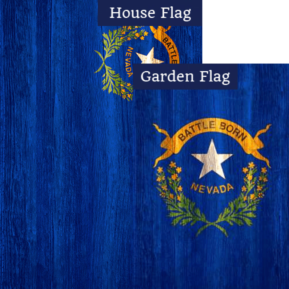 Nevada State Wood-Style Double Sided Flags Set (2 Pieces)