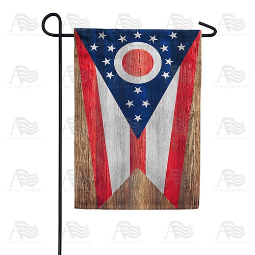 Ohio State Wood-Style Double Sided Garden Flag