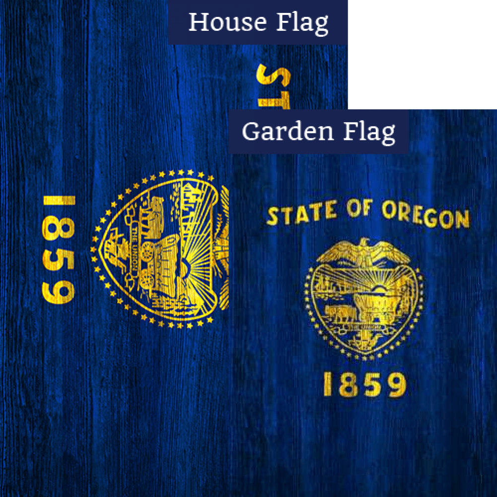 Oregon State Wood-Style Double Sided Flags Set (2 Pieces)