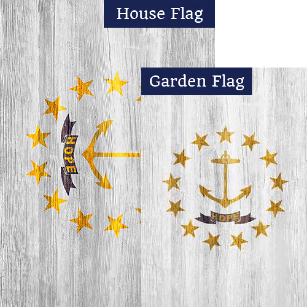 Rhode Island State Wood-Style Double Sided Flags Set (2 Pieces)
