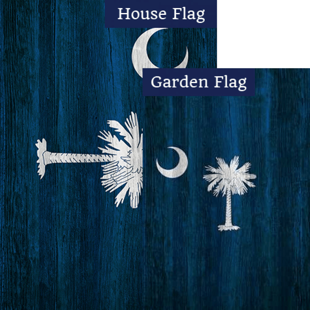 South Carolina State Wood-Style Double Sided Flags Set (2 Pieces)