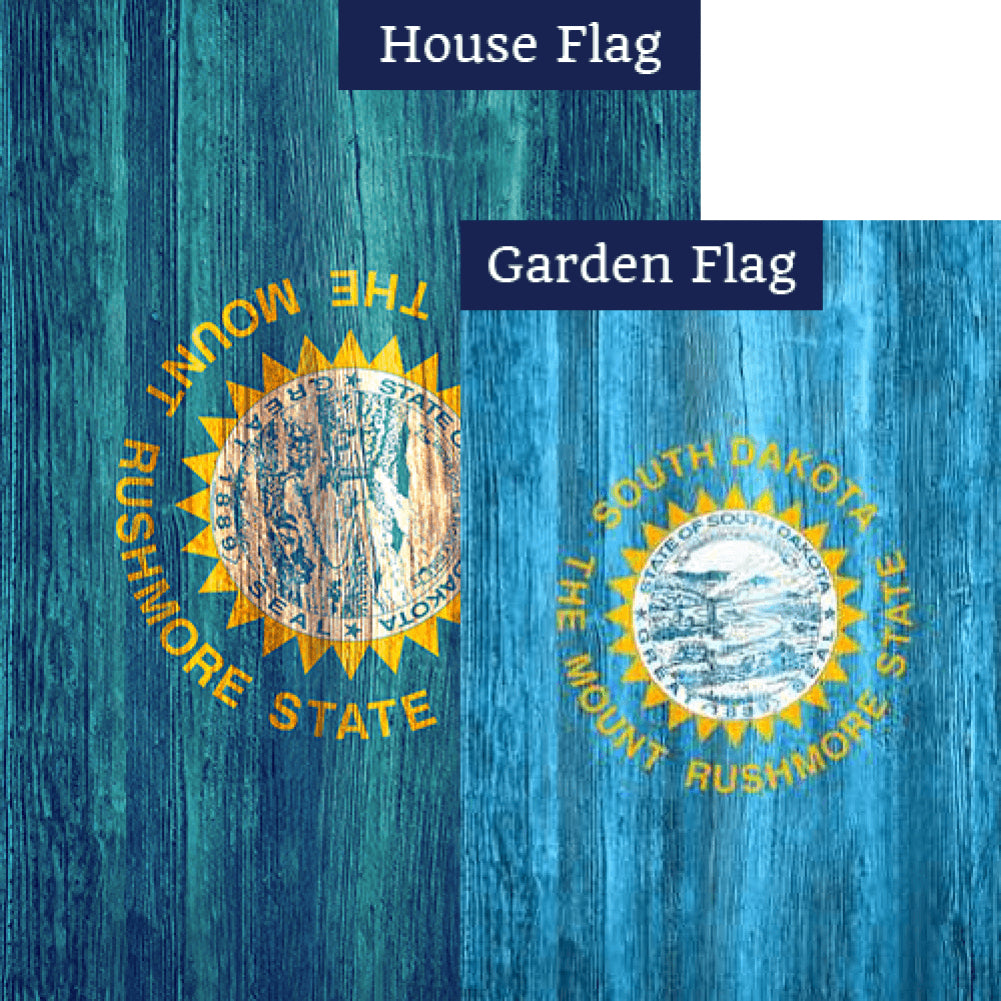South Dakota State Wood-Style Double Sided Flags Set (2 Pieces)