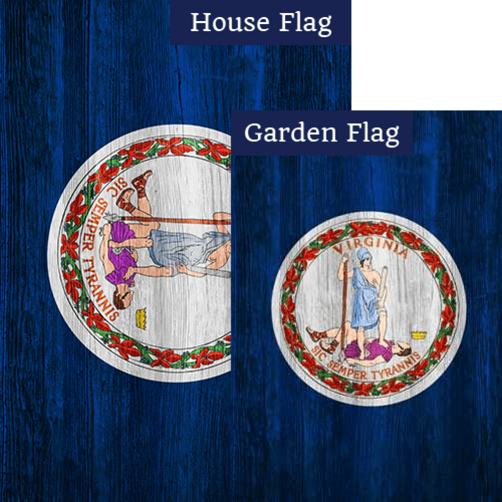 Virginia State Wood-Style Double Sided Flags Set (2 Pieces)