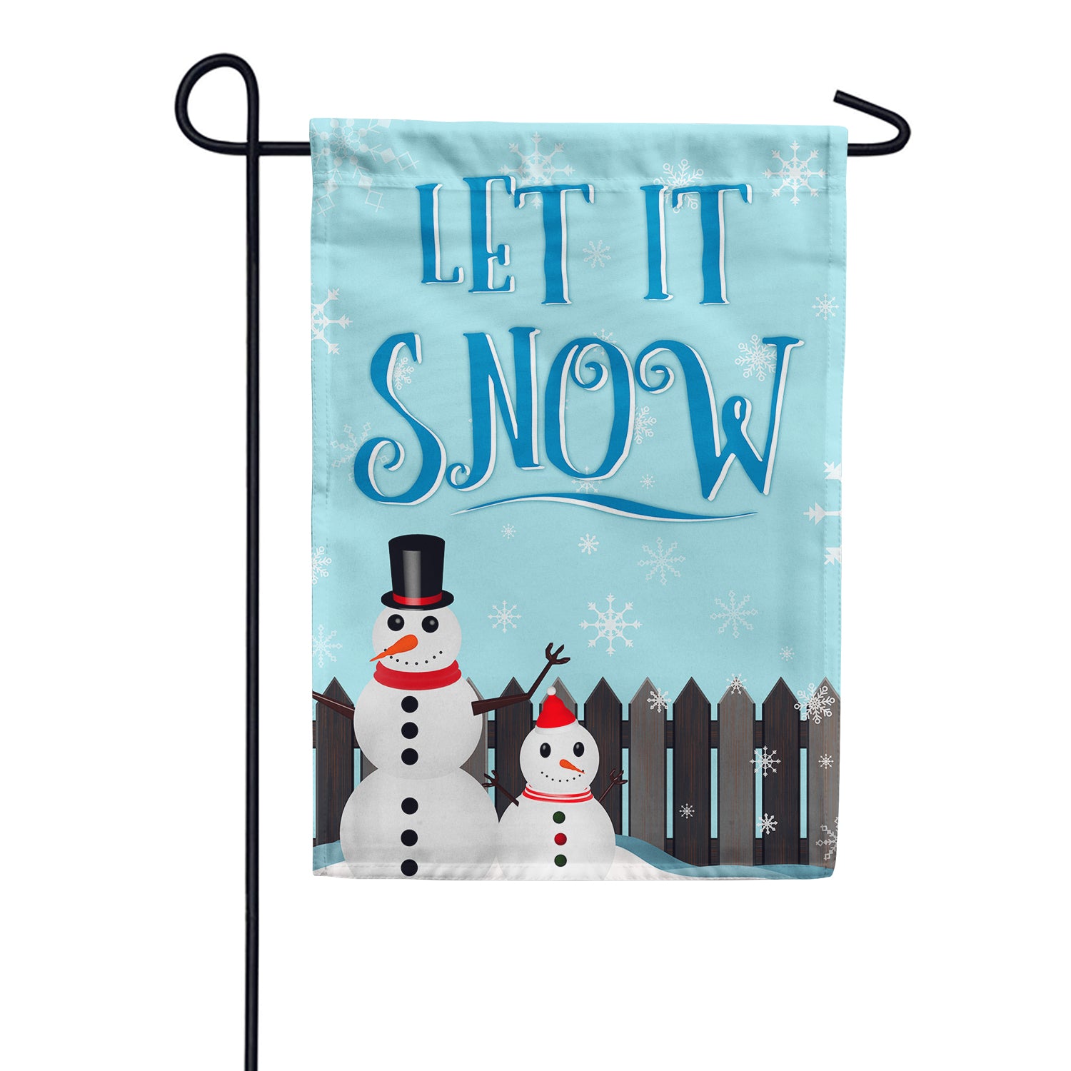 Let It Snow Backyard Snowmen Double Sided Garden Flag