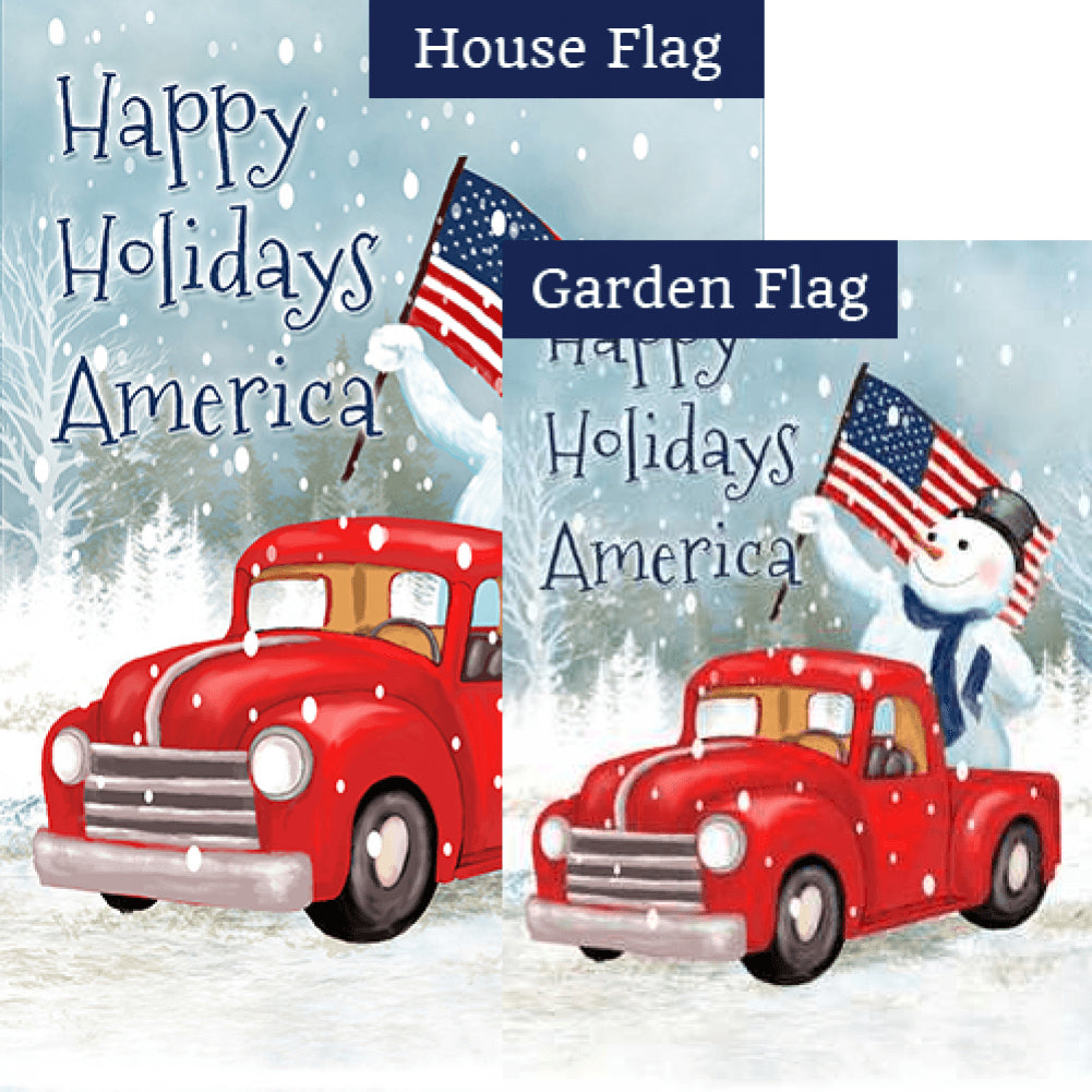 Happy Holidays America Double Sided Flags Set (2 Pieces)