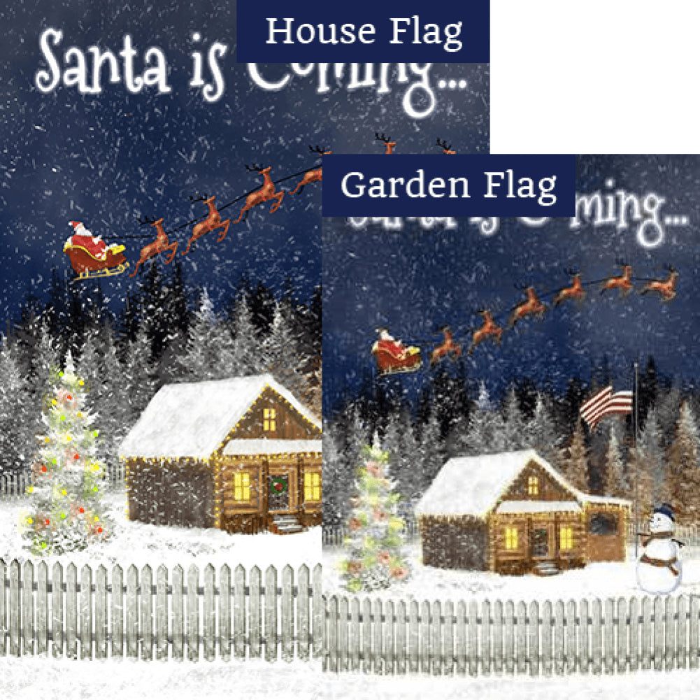 Santa is Coming Double Sided Flags Set (2 Pieces)