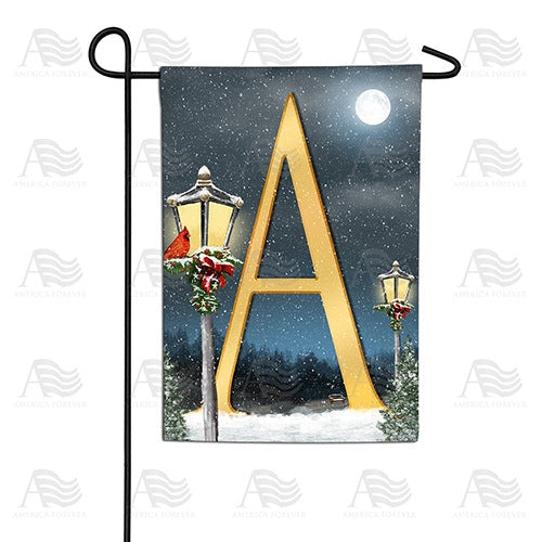 Winter Lamp Warmth Double Sided Monogram Garden Flag