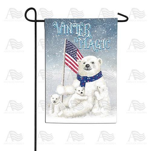 Polar Bear Snow Family Double Sided Garden Flag