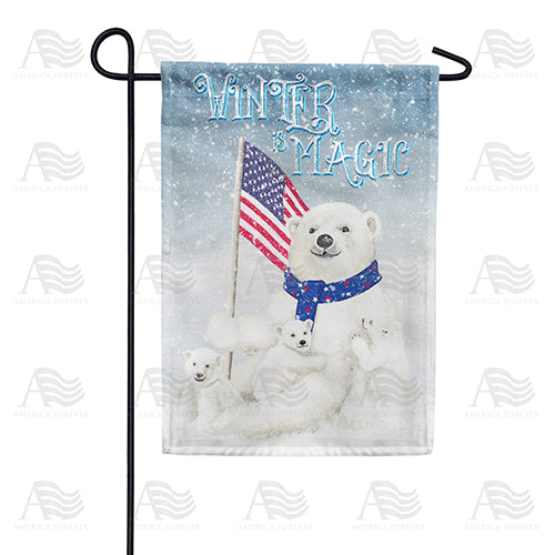 Polar Bear Snow Family Double Sided Garden Flag