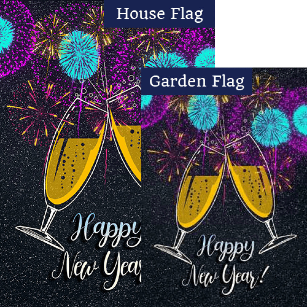 New Year Cheers Double Sided Flags Set (2 Pieces)