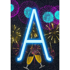 New Year Cheers Monogram Garden Flag