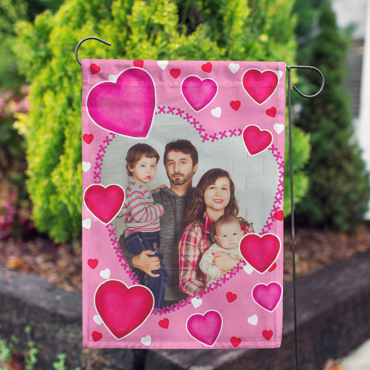 Personalized Valentine's Day Hearts Garden Flag