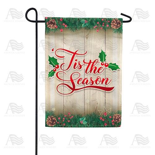 Tis The Season Holly & Pine Cone Double Sided Garden Flag