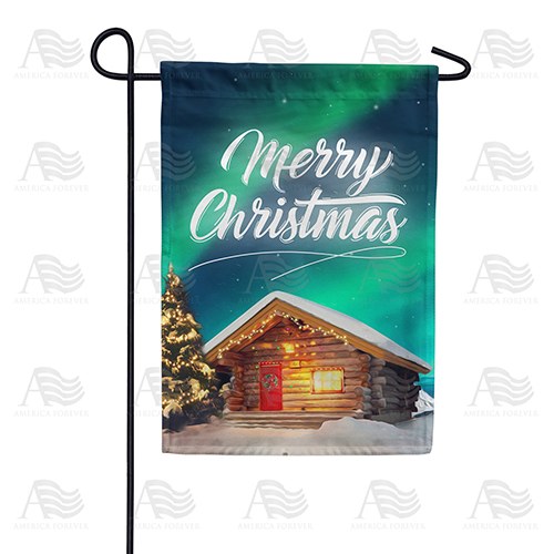 Merry Christmas At The Cabin Double Sided Garden Flag