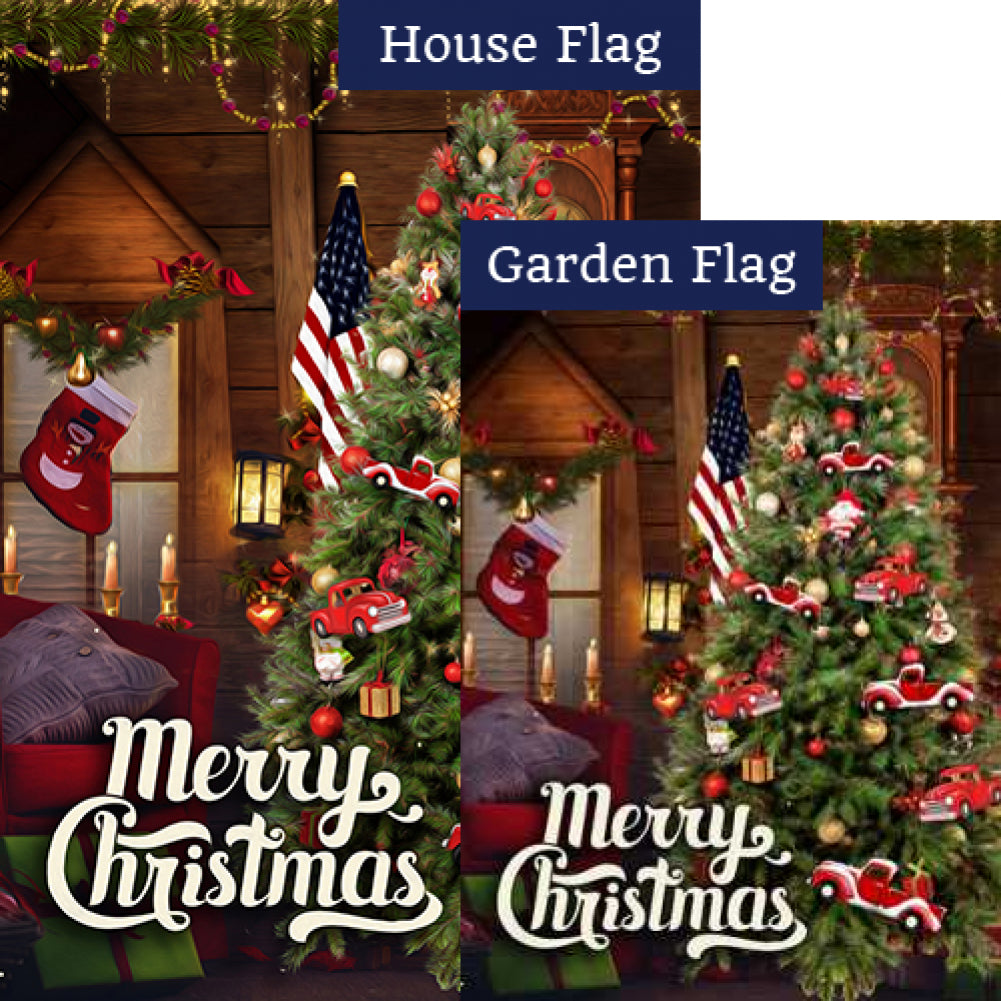 Red Truck Christmas Flags Set (2 Pieces)