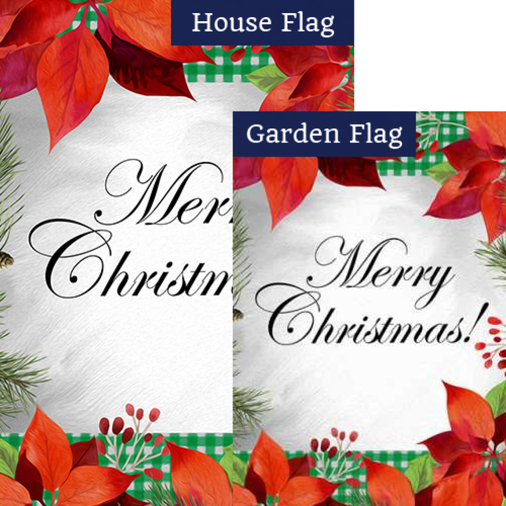 Poinsettia & Green Gingham Flags Set (2 Pieces)