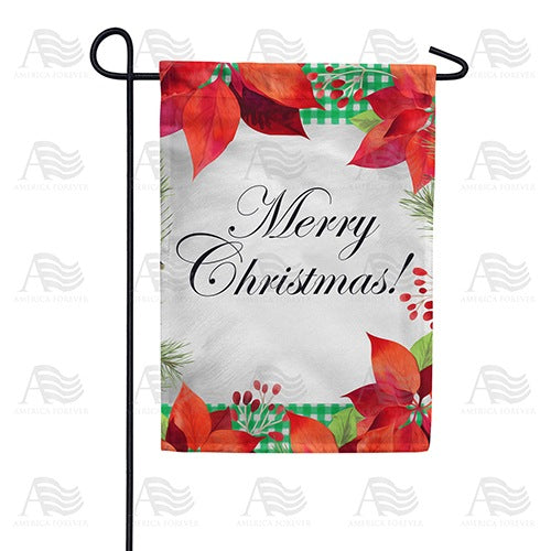 Poinsettia & Green Gingham Double Sided Garden Flag