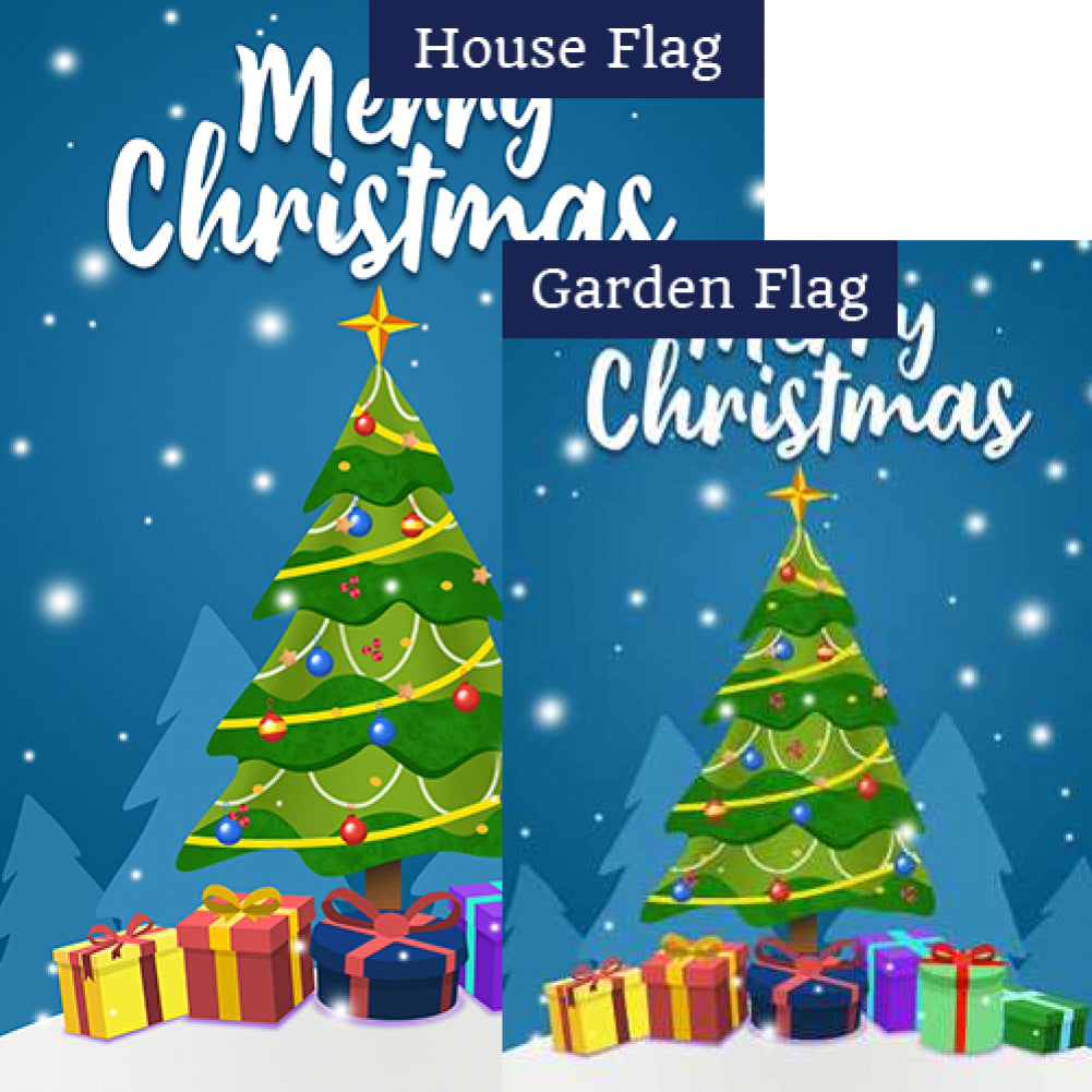 Merry Christmas-Tree & Gifts Flags Set (2 Pieces)
