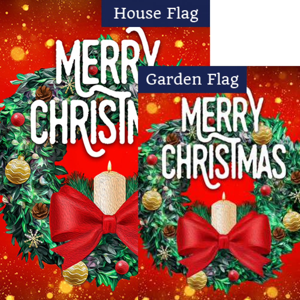 Merry Christmas Candle Wreath Flags Set (2 Pieces)