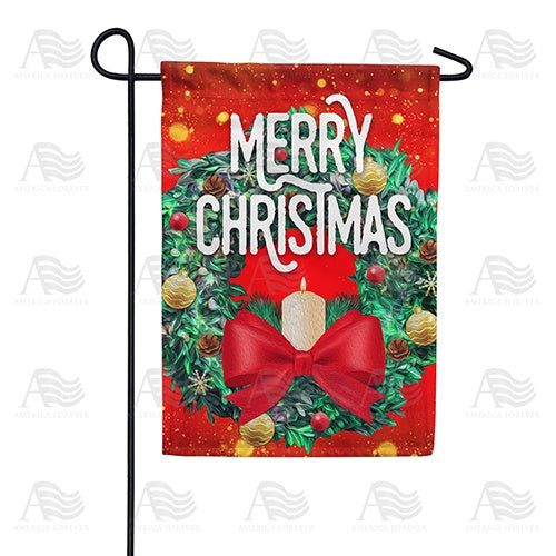 Merry Christmas Candle Wreath Double Sided Garden Flag