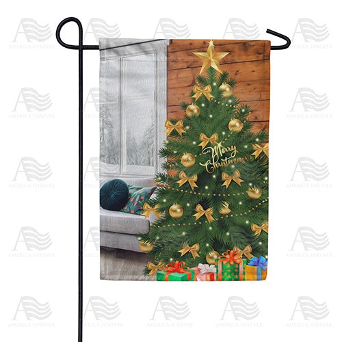 Home For Christmas Tree Double Sided Garden Flag