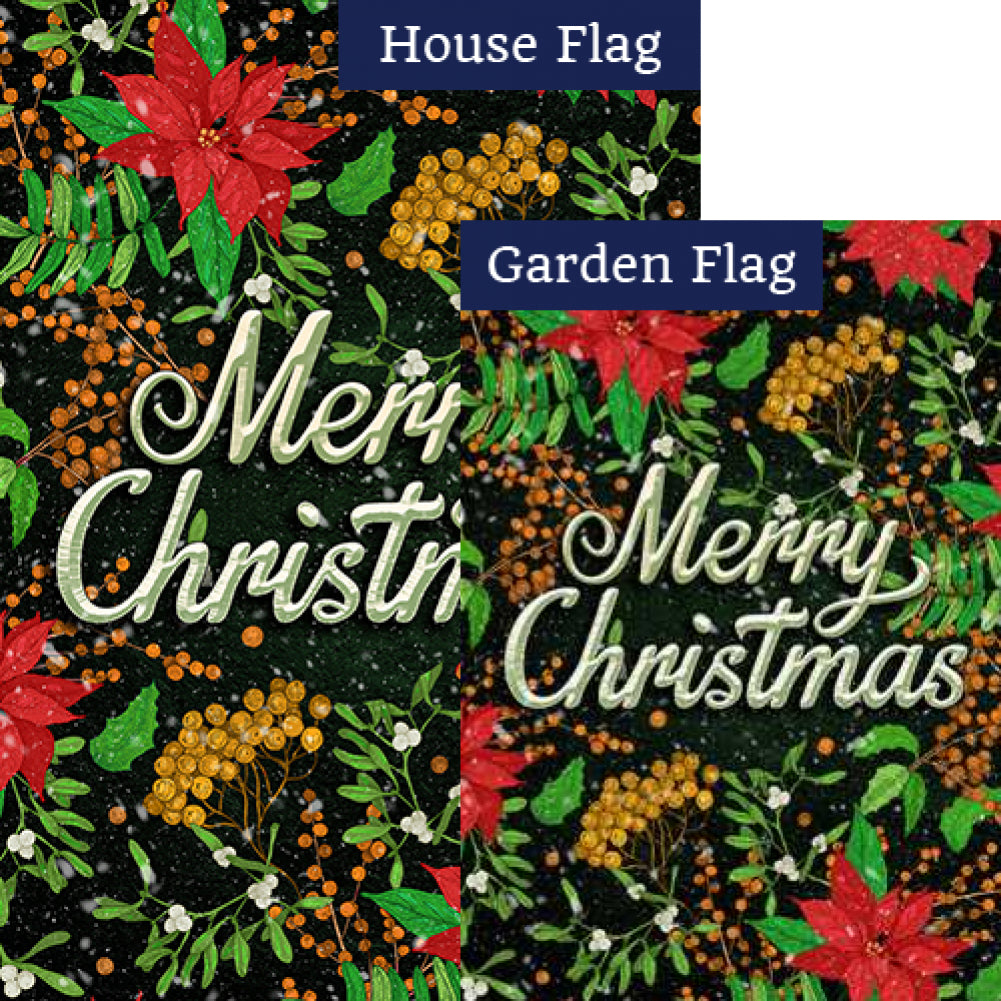 Merry Christmas Poinsettias Flags Set (2 Pieces)