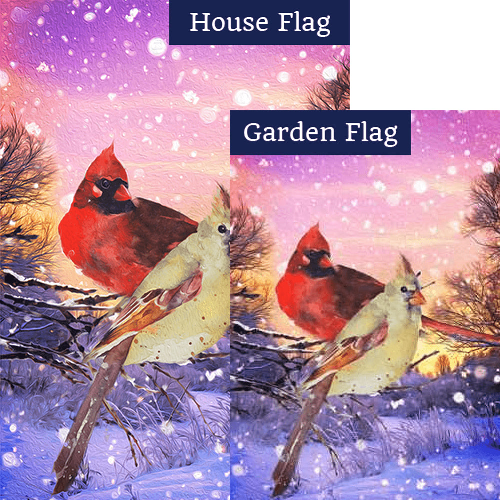 Winter Cardinals Painting Flags Set (2 Pieces)