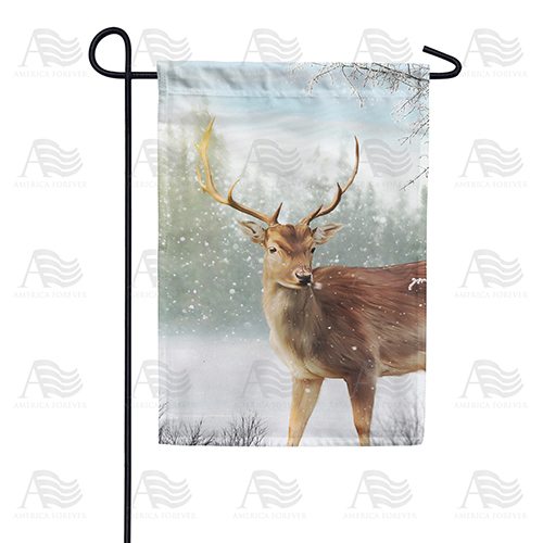 Winter Buck Double Sided Garden Flag