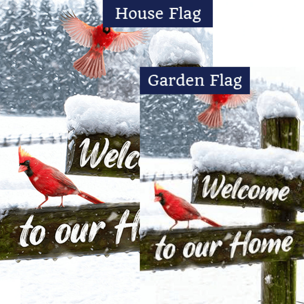 Cardinals Winter Welcome Flags Set (2 Pieces)