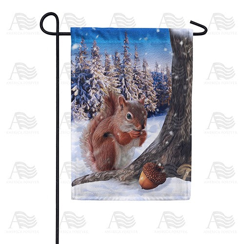 Squirrel Enjoying Fall's Stash Double Sided Garden Flag