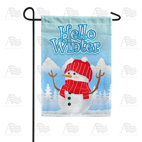 Snowman Greets Winter Double Sided Garden Flag