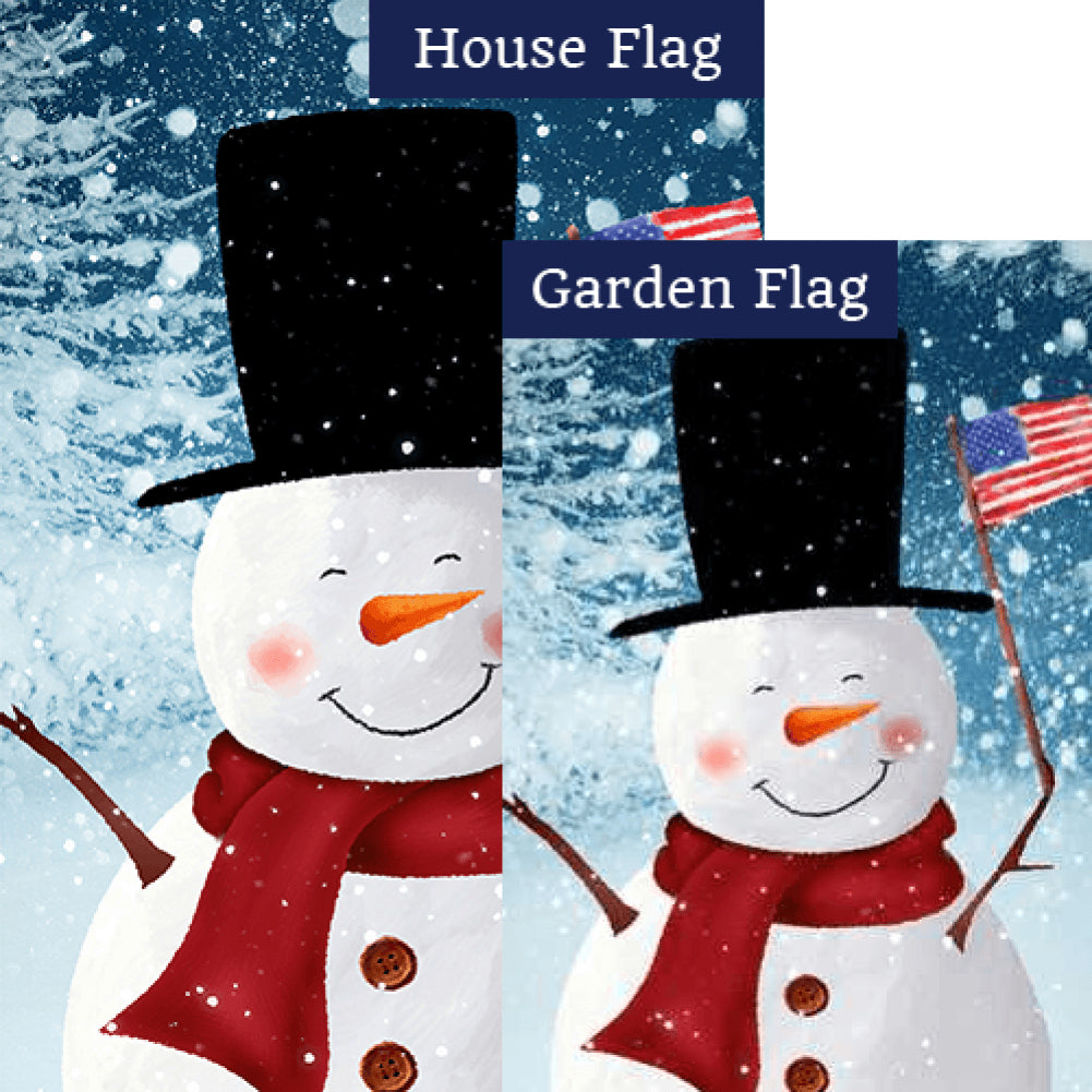America Flag Waving Snowman Flags Set (2 Pieces)