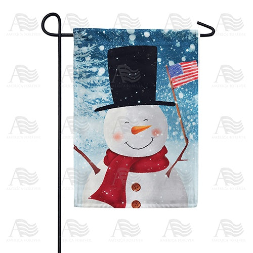 America Flag Waving Snowman Double Sided Garden Flag