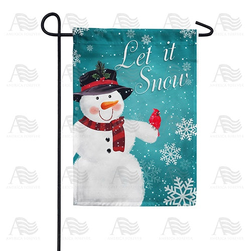 Snowman & Feathered Friend Double Sided Garden Flag