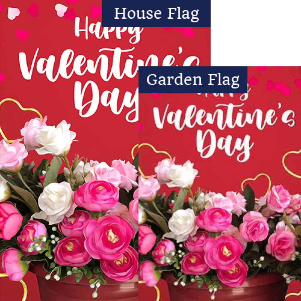 Happy Valentine's Day Roses Flags Set (2 Pieces)