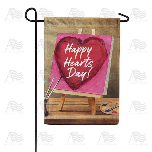 Happy Hearts Day Painting Double Sided Garden Flag