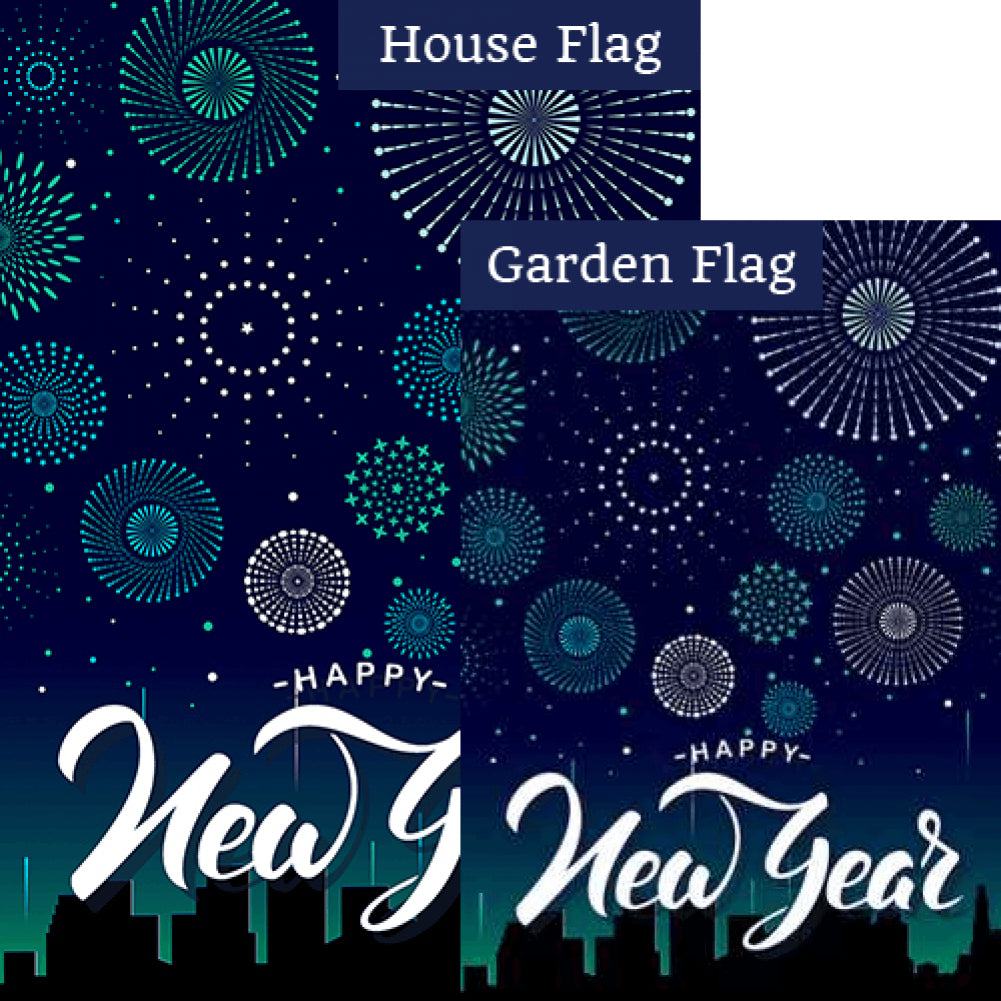 Blue Fireworks Double Sided Flags Set (2 Pieces)