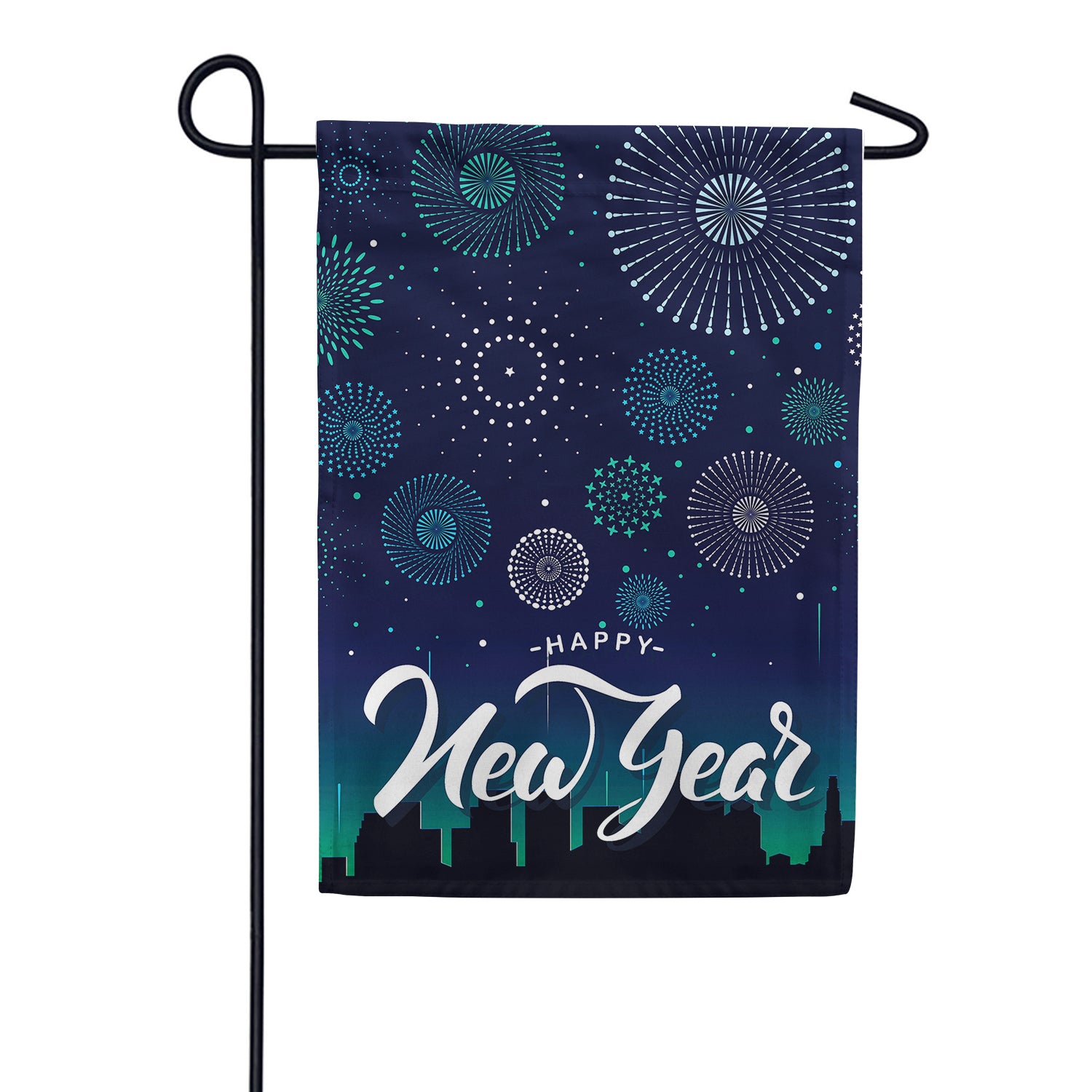 Blue Fireworks Double Sided Garden Flag