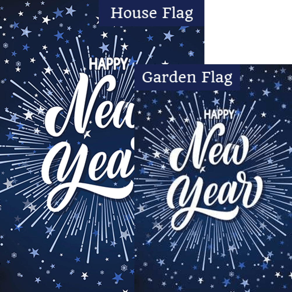 Blue Stars New Year Double Sided Flags Set (2 Pieces)