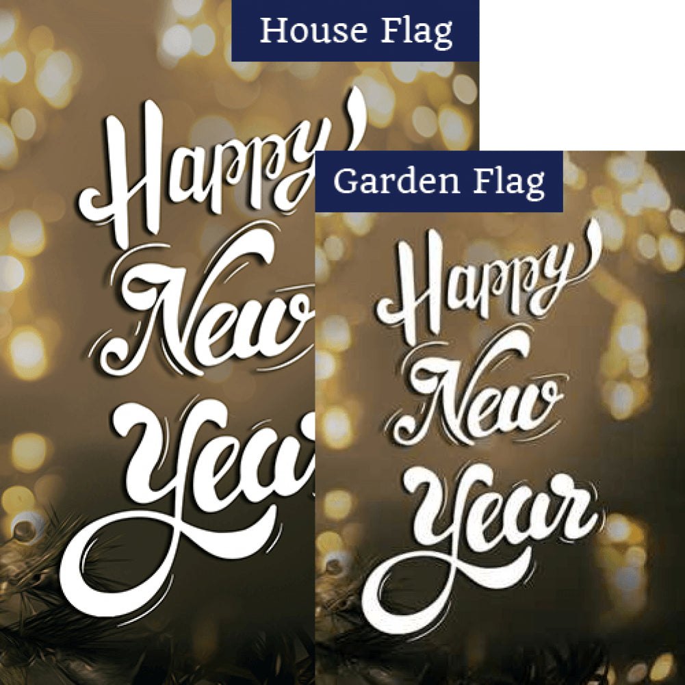 Happy New Year Lights Double Sided Flags Set (2 Pieces)