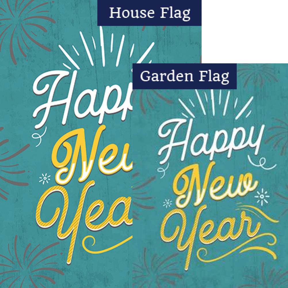 America Forever Happy New Year Double Sided Flags Set (2 Pieces)