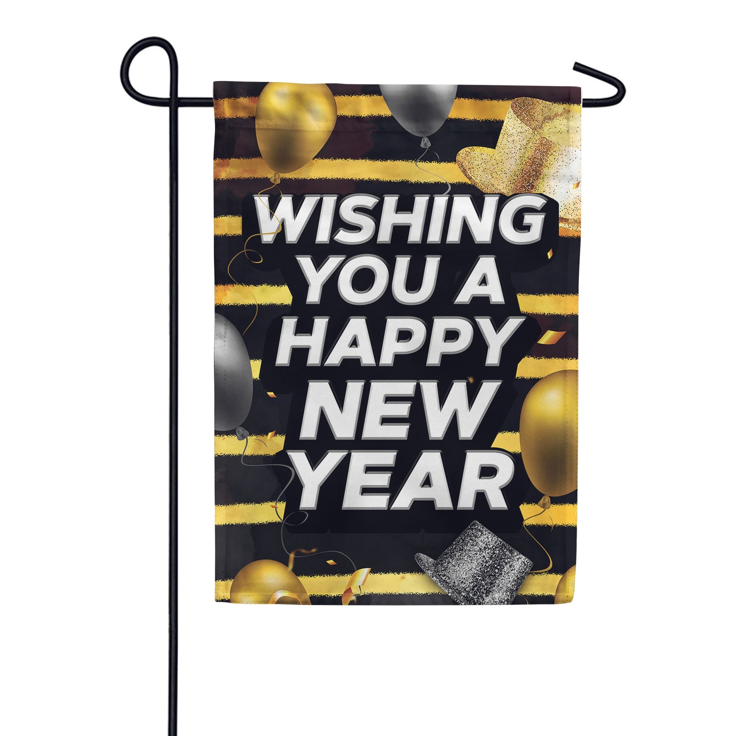 New Year Party Hats Double Sided Garden Flag