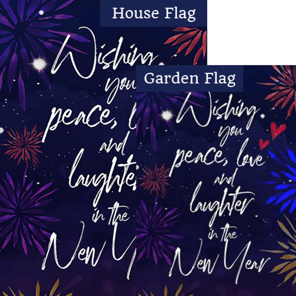 New Year Wishes Double Sided Flags Set (2 Pieces)