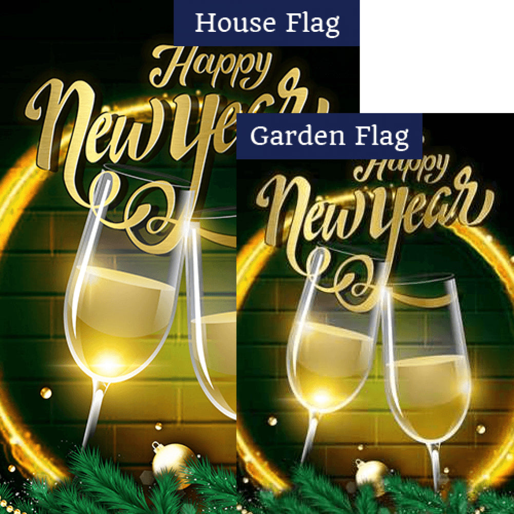 New Year Toast Double Sided Flags Set (2 Pieces)