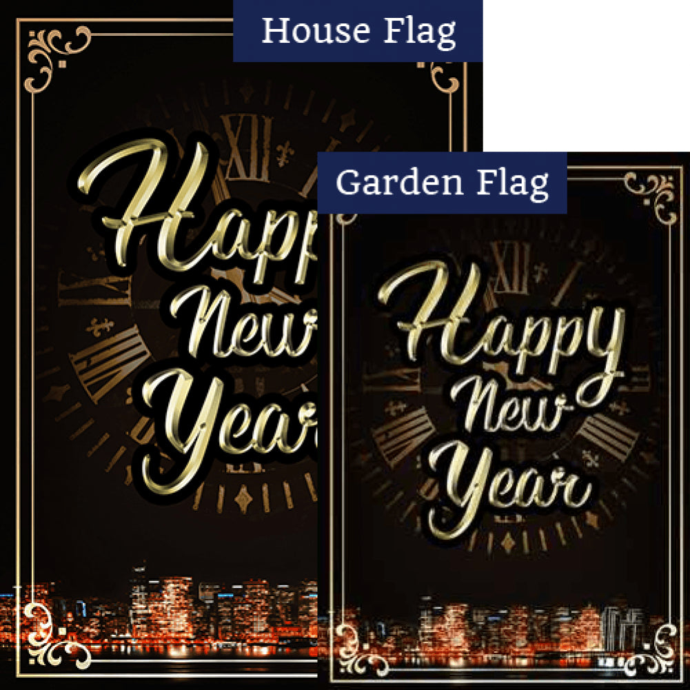 Time For A New Year Double Sided Flags Set (2 Pieces)