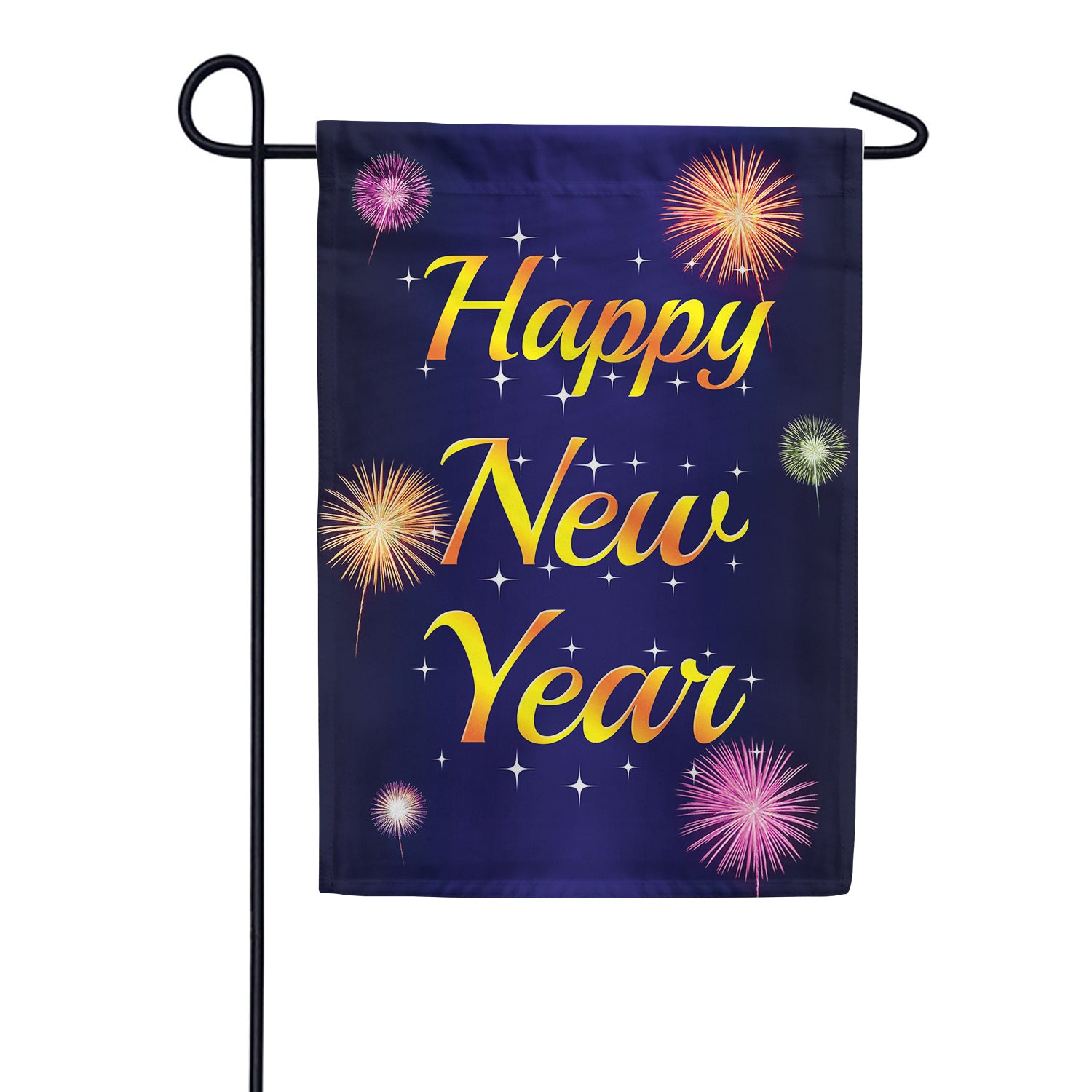 New Year Fireworks Double Sided Garden Flag