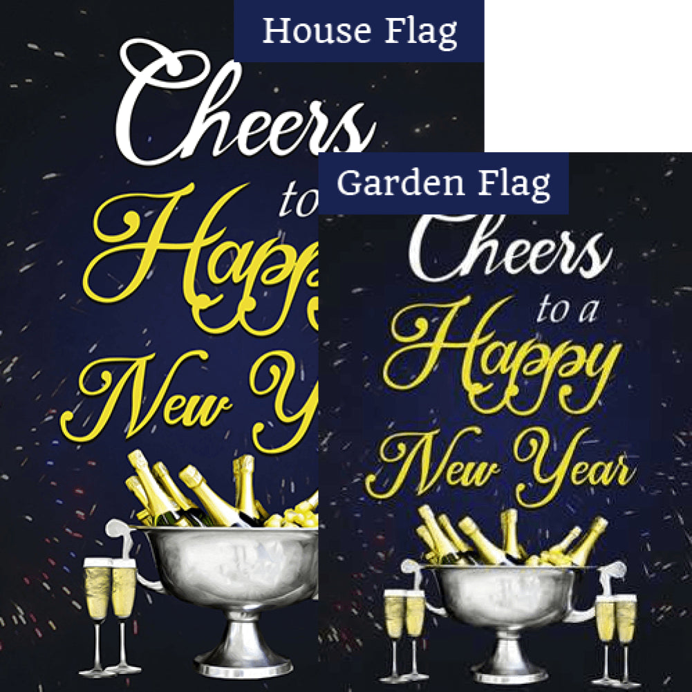 Cheers To The New Year Double Sided Flags Set (2 Pieces)