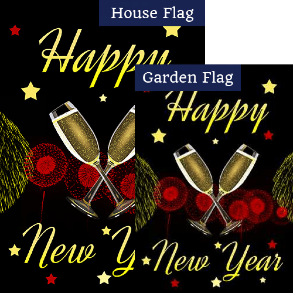 New Year Festivity Double Sided Flags Set (2 Pieces)